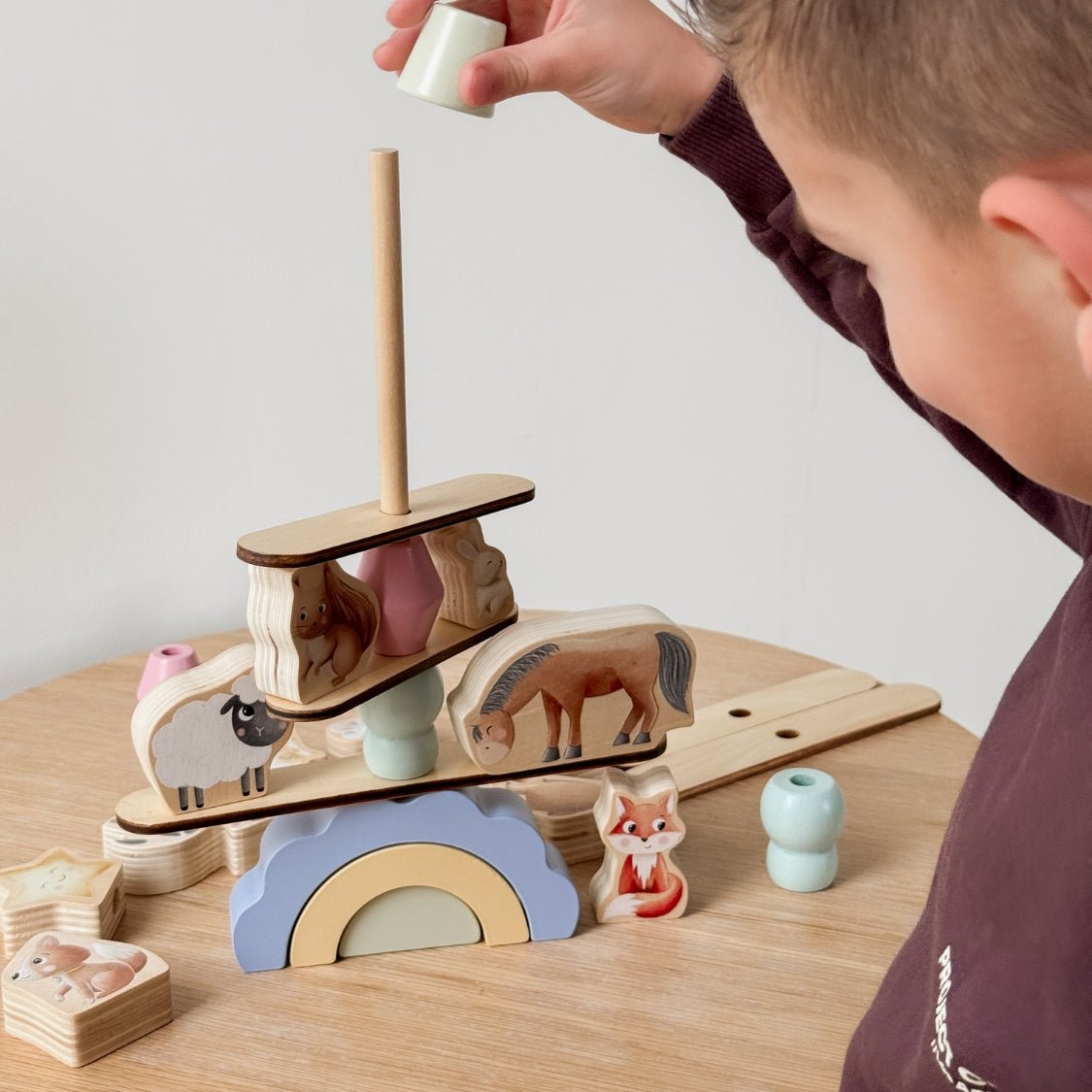 Houten Dieren Balans Spel | Balansspeelgoed Peuter Montessori - Baby Doo