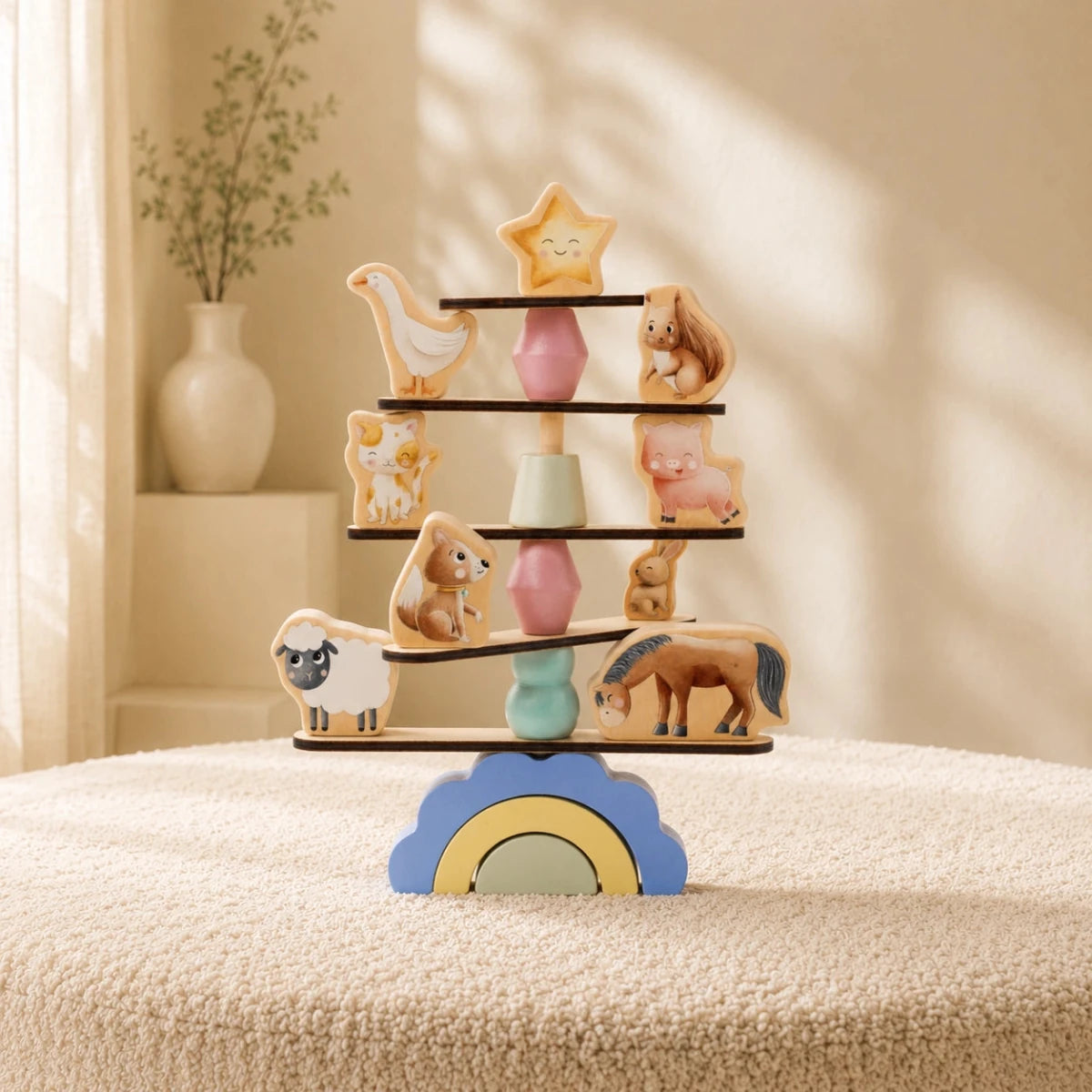Houten Dieren Balans Spel | Balansspeelgoed Peuter Montessori - Baby Doo