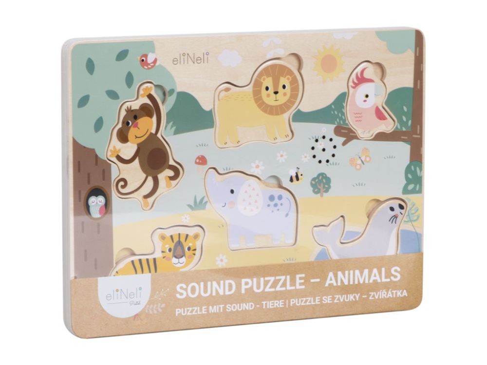Houten Geluidenpuzzel Dieren | Puzzel met Geluid | Vanaf 1 Jaar - Baby Doo