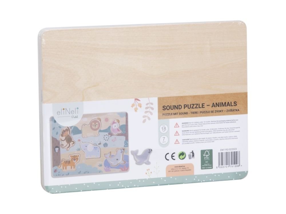 Houten Geluidenpuzzel Dieren | Puzzel met Geluid | Vanaf 1 Jaar - Baby Doo