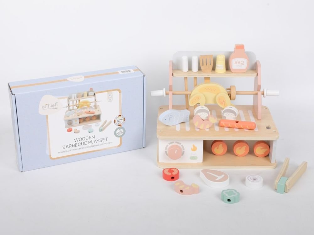 Houten Grillset Kind | Speelgoed Keuken Accessoires | Speelkeuken BBQ - Baby Doo