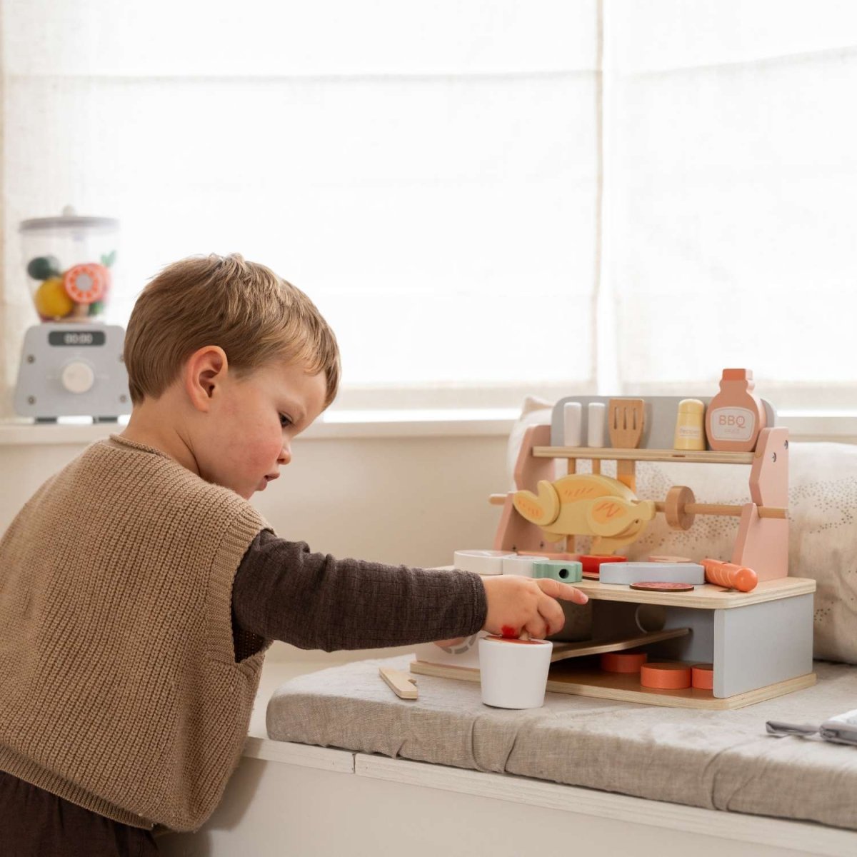 Houten Grillset Kind | Speelgoed Keuken Accessoires | Speelkeuken BBQ - Baby Doo