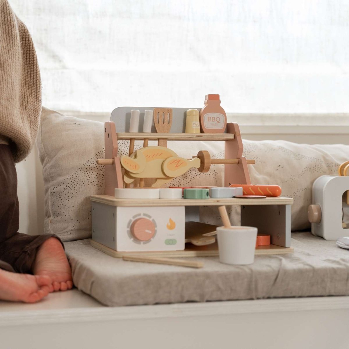 Houten Grillset Kind | Speelgoed Keuken Accessoires | Speelkeuken BBQ - Baby Doo