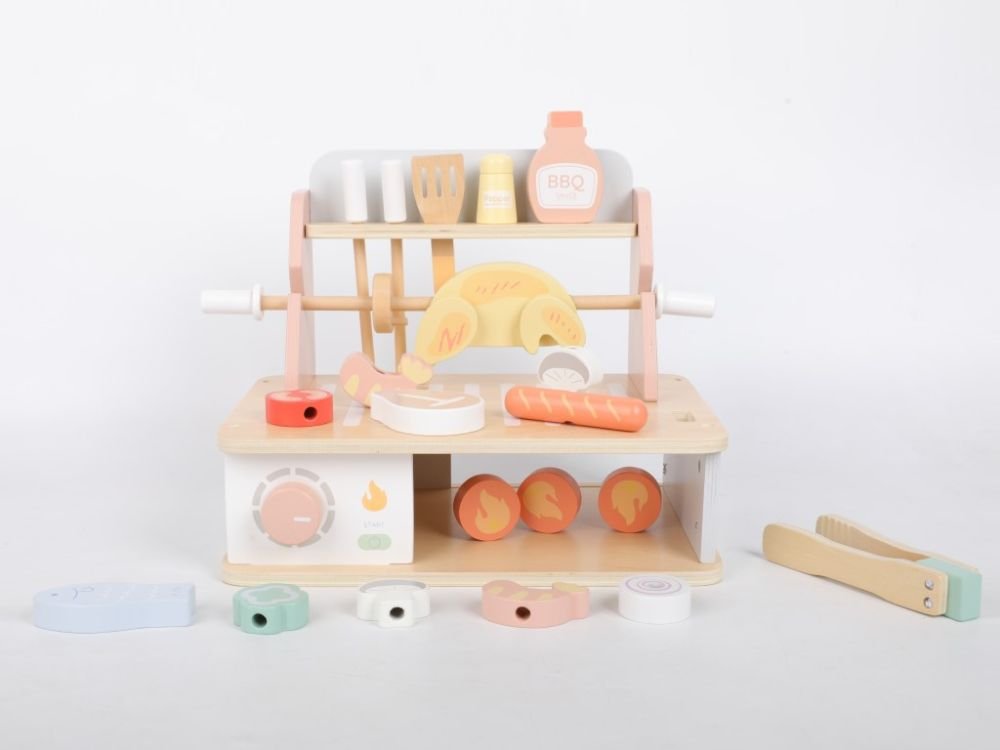 Houten Grillset Kind | Speelgoed Keuken Accessoires | Speelkeuken BBQ - Baby Doo