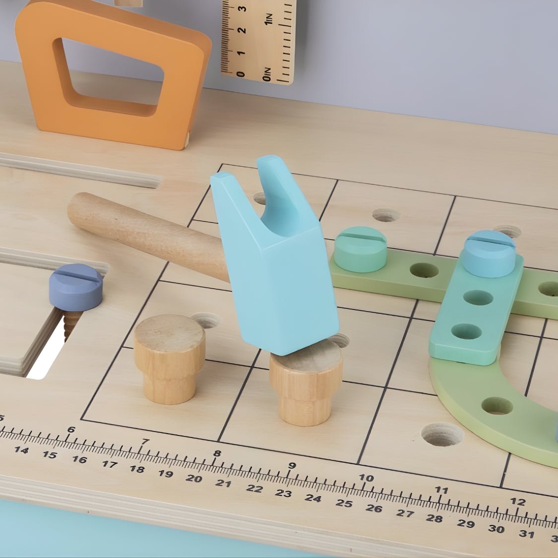 Houten Kinderwerkbank met Gereedschap | Speelgoed Werkbank vanaf 3 Jaar met Compressor & 73 Accessoires - Baby Doo