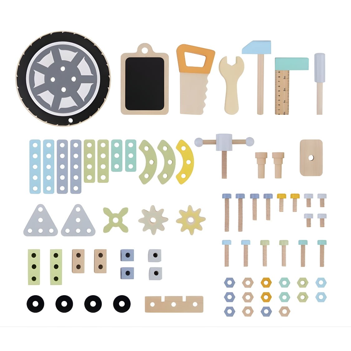 Houten Kinderwerkbank met Gereedschap | Speelgoed Werkbank vanaf 3 Jaar met Compressor & 73 Accessoires - Baby Doo