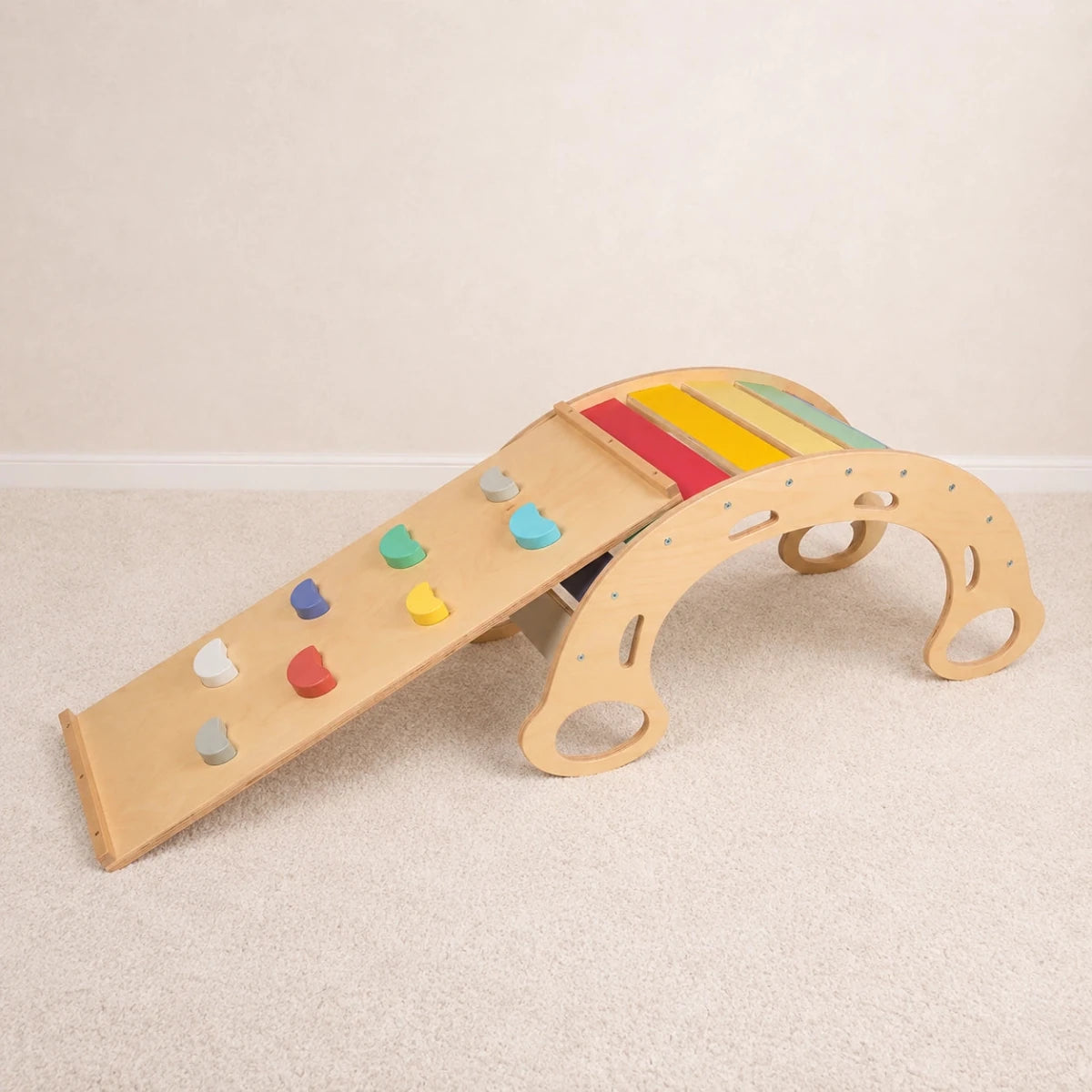 Houten Klimboog 5-in-1 | Montessori Klimboog met Glijbaan & Ladder | De Wibbi - Baby Doo