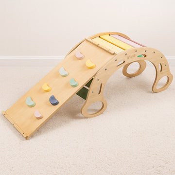 Houten Klimboog 5‑in‑1 | Met Glijbaan & Ladder | De Wibbi - Baby Doo