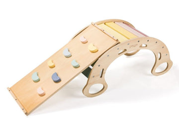 Houten Klimboog Speelset 6‑in‑1 | Inclusief Glijplank & Stoeltje | De Wibbi - Baby Doo