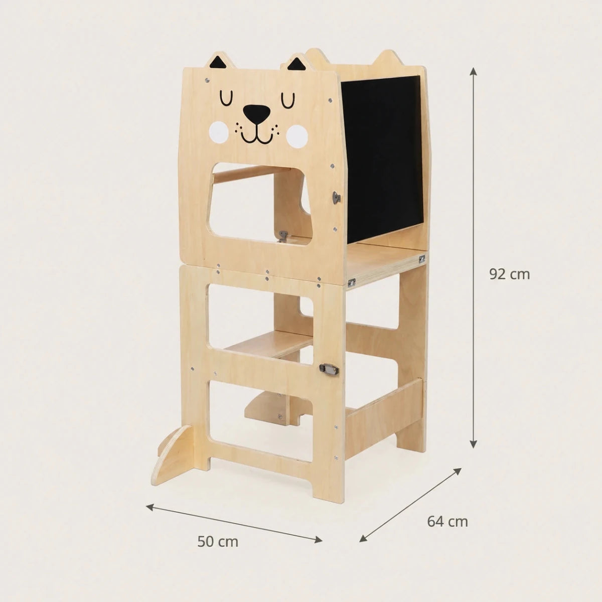 Houten Leertoren 3 in 1 met Krijtbord en Kindertafel vanaf 1 Jaar - Baby Doo