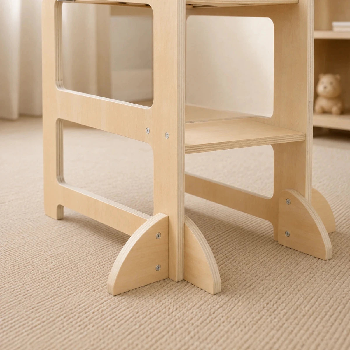 Houten Leertoren 3 in 1 met Krijtbord en Kindertafel vanaf 1 Jaar - Baby Doo