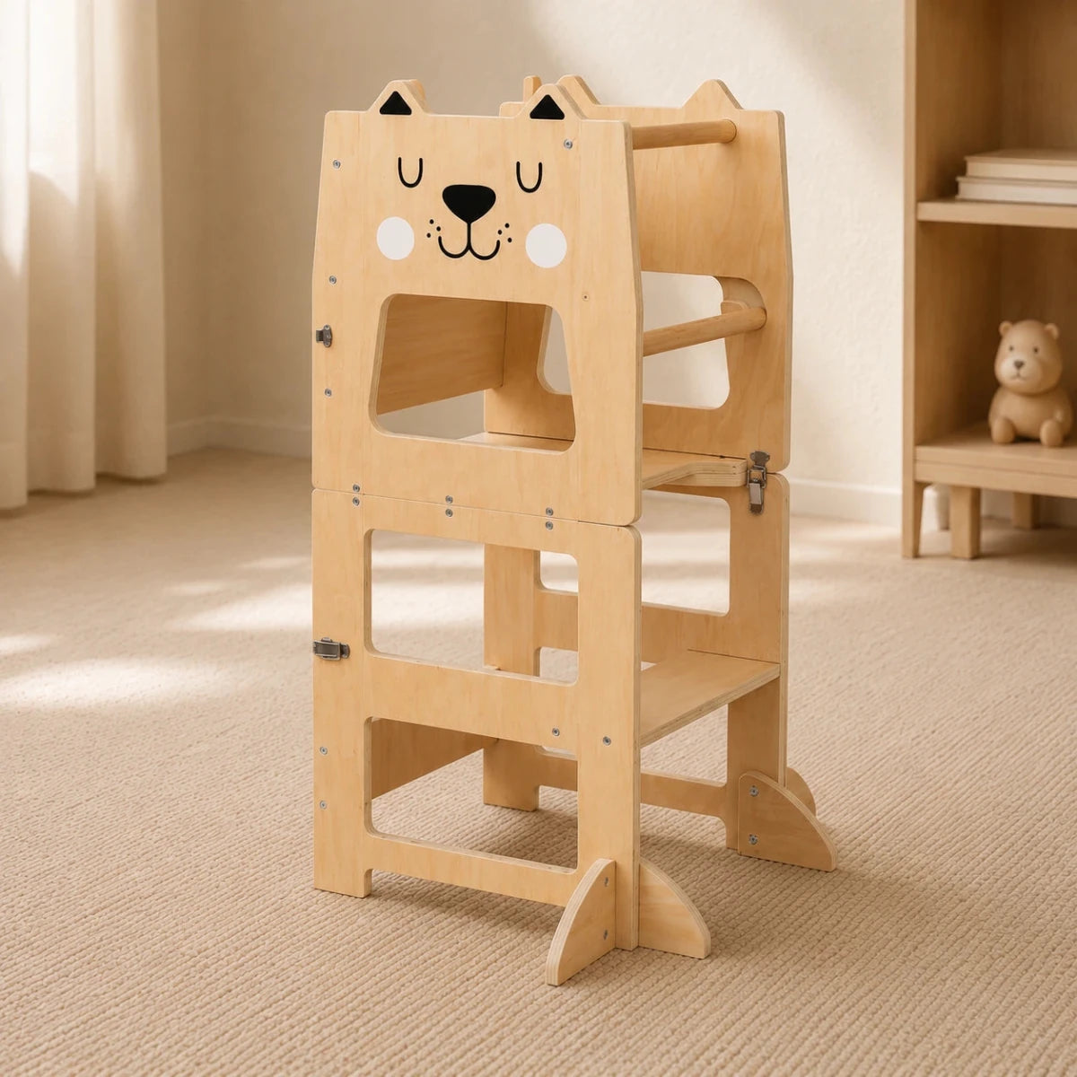 Houten Leertoren 3 in 1 met Krijtbord en Kindertafel vanaf 1 Jaar - Baby Doo
