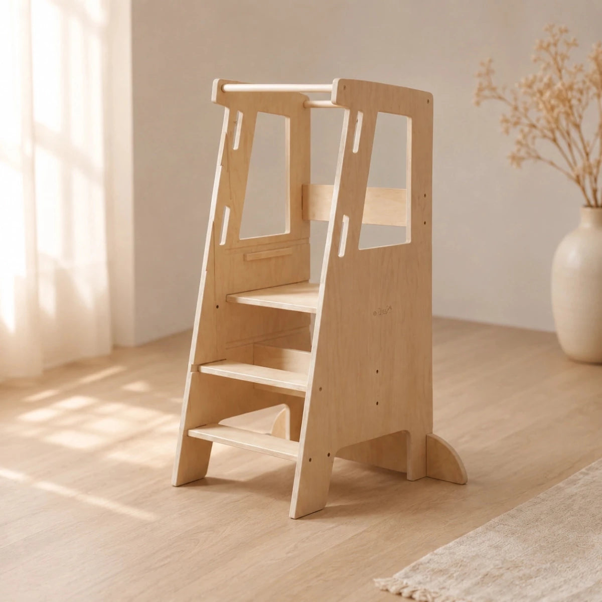 Houten Leertoren 3-in-1 met Stabilisatie | Montessori Keukentoren & Kitchen Helper - Baby Doo