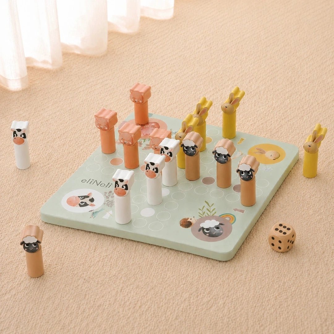 Houten Mens Erger Je Niet | Klassiek Bordspel | Gezelschapsspel voor Kinderen - Baby Doo