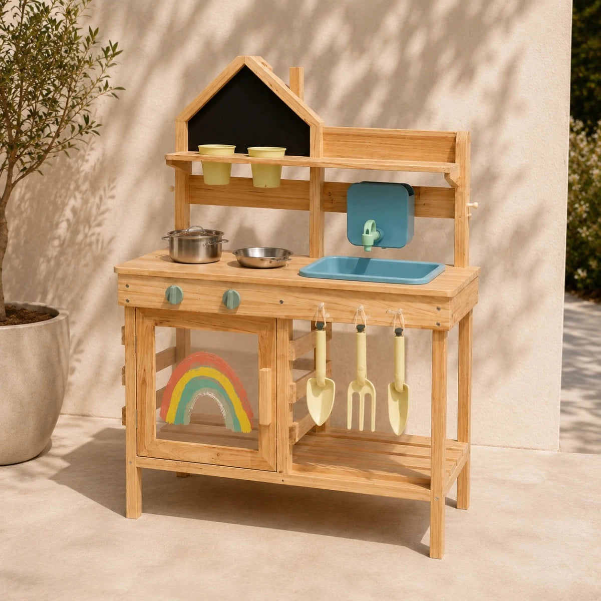 Houten Modderkeuken met Tuingereedschap en Accessoires vanaf 3 Jaar - Baby Doo