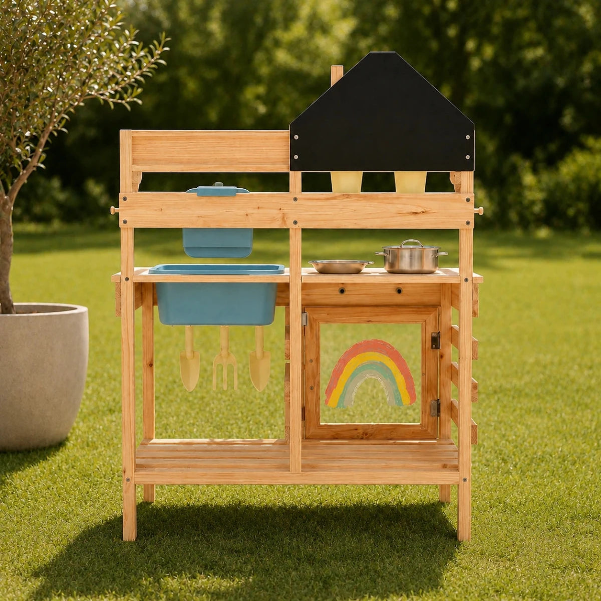 Houten Modderkeuken met Tuingereedschap en Accessoires vanaf 3 Jaar - Baby Doo