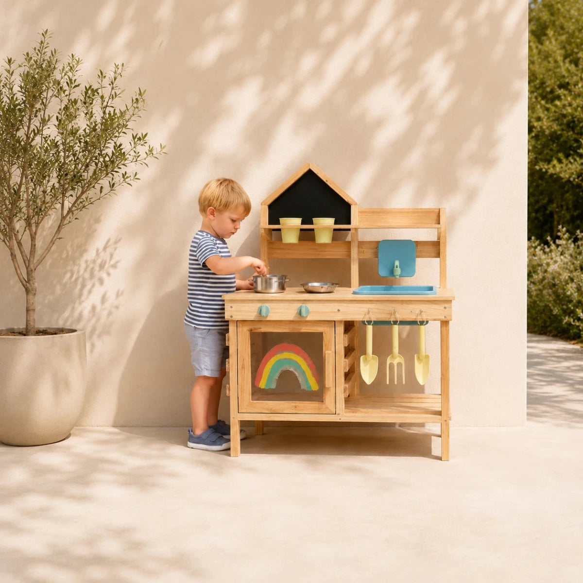 Houten Modderkeuken met Tuingereedschap en Accessoires vanaf 3 Jaar - Baby Doo
