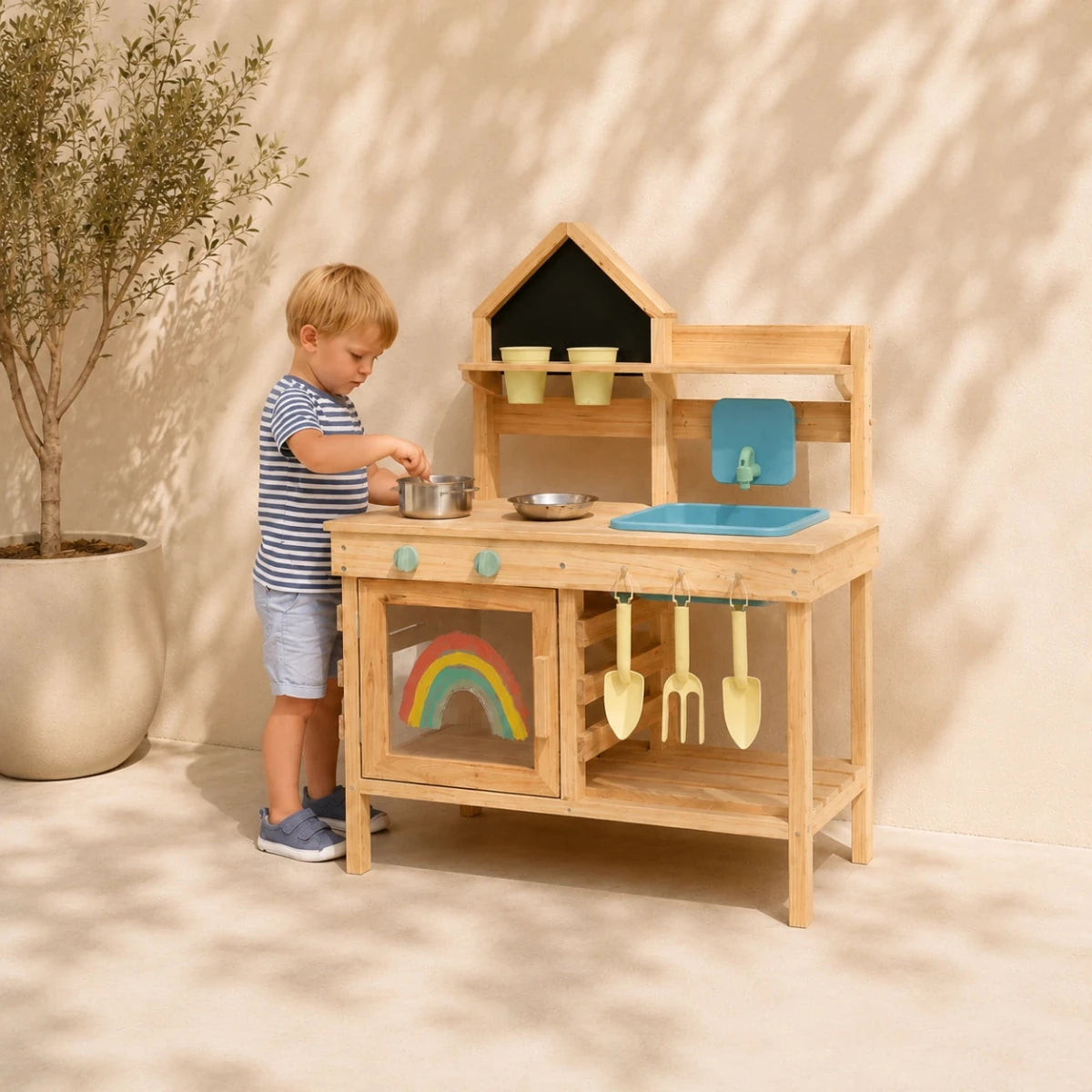 Houten Modderkeuken met Tuingereedschap en Accessoires vanaf 3 Jaar - Baby Doo