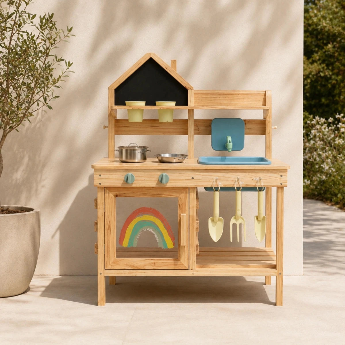 Houten Modderkeuken met Tuingereedschap en Accessoires vanaf 3 Jaar - Baby Doo
