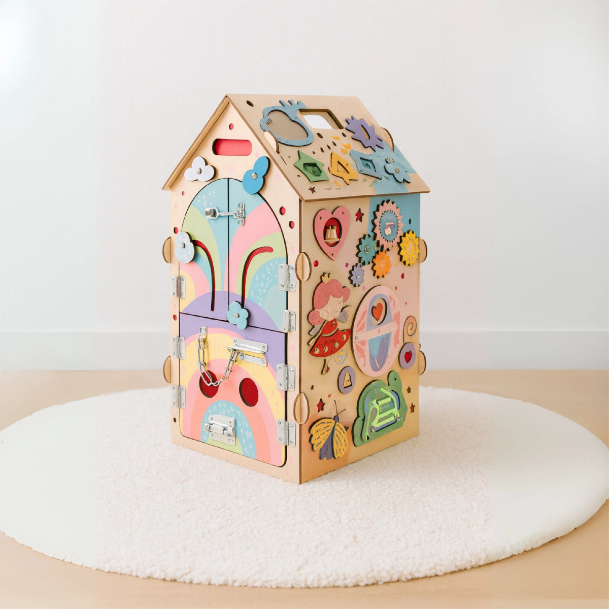 Houten Montessori Activiteitenhuis | Montessori Speelgoed | Educatief Speelgoed voor Motoriek & Vaardigheden - Baby Doo