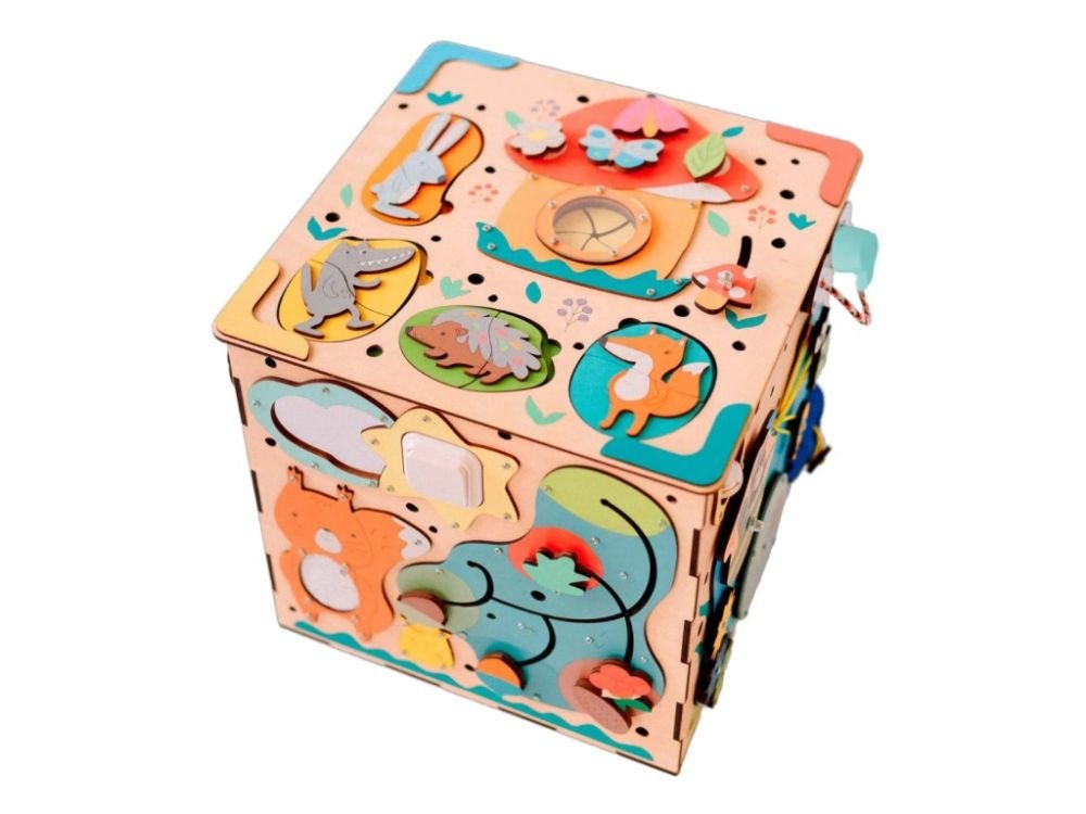 Houten Montessori Activiteitenkubus | Montessori Speelgoed | Educatief speelgoed voor Motoriek & Logisch Denken - Baby Doo