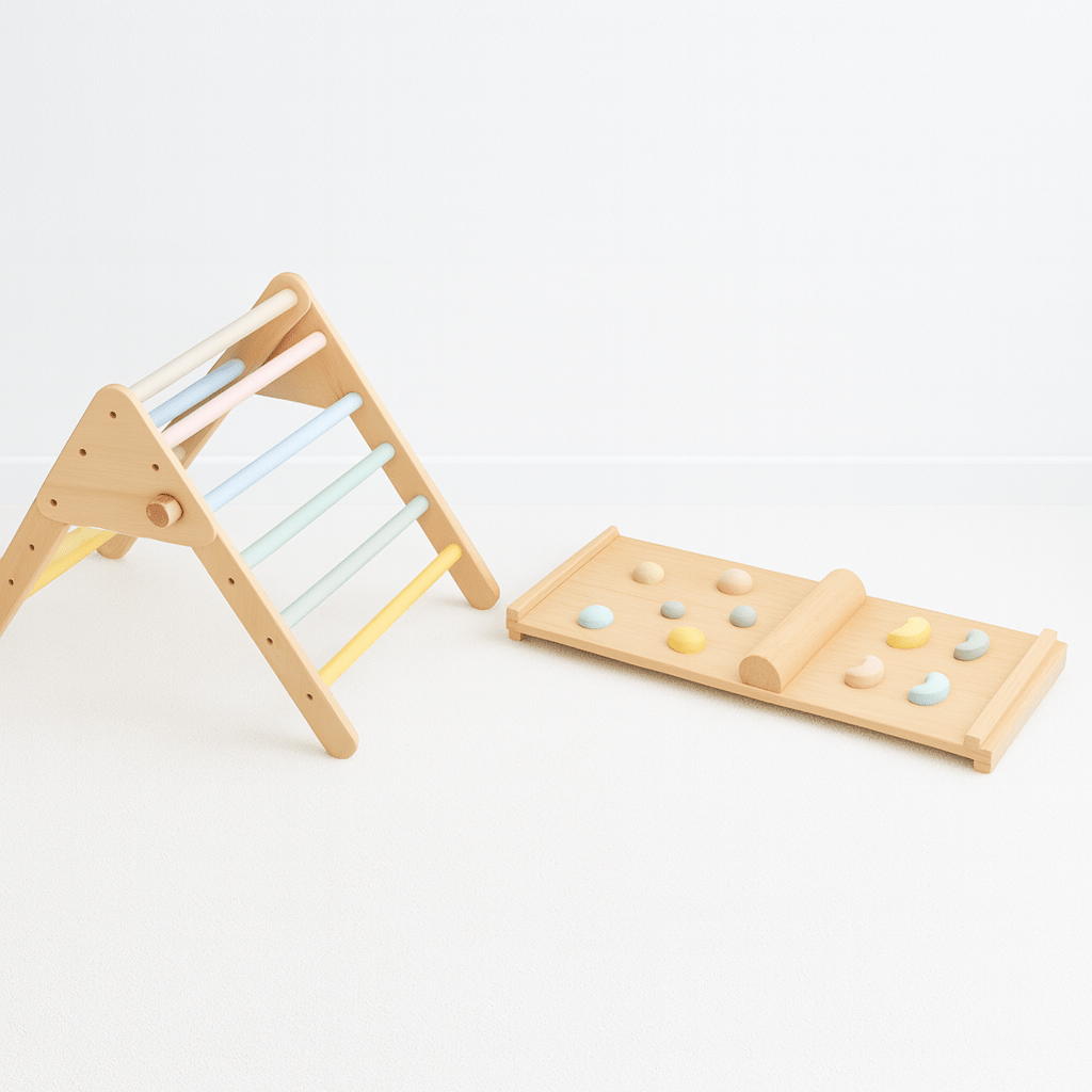 Houten Montessori Klimrek Pikler Driehoek | Met 2 - in - 1 Glijbaan & Klimwand | Indoor Klimrek Speelgoed 1+ - Baby Doo