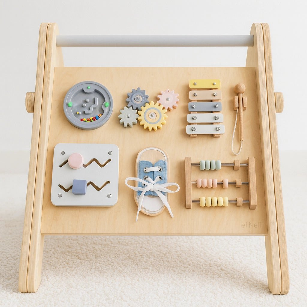 Houten Montessori Pikler Driehoek 3 - in - 1 | Klimrek, Glijbaan & Activiteitenbord - Baby Doo