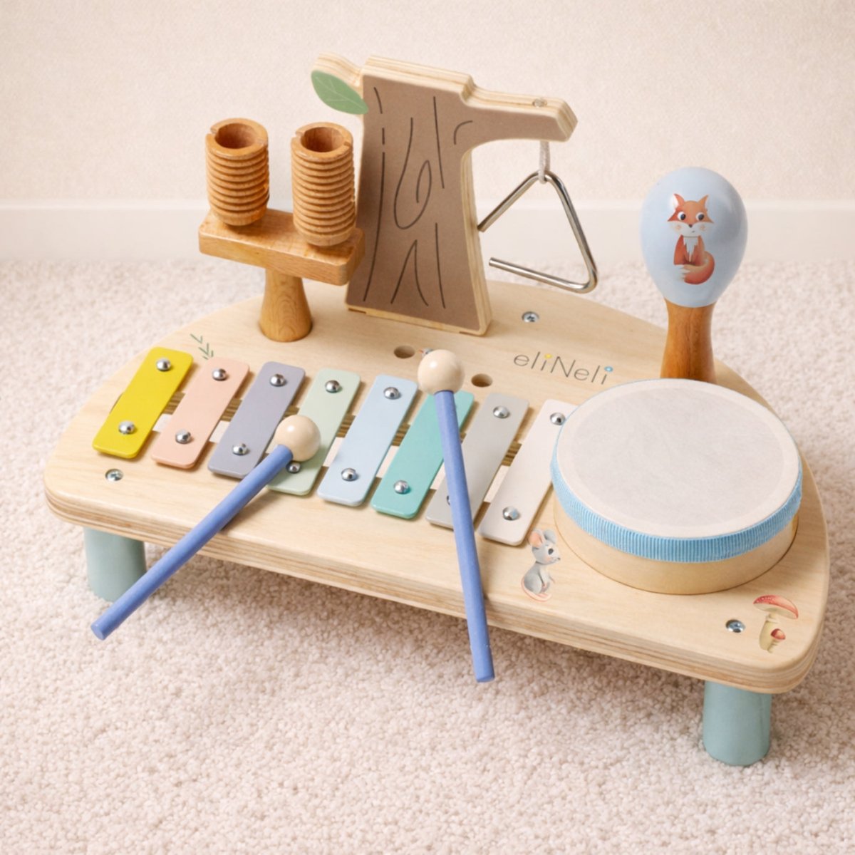 Houten Muziekinstrument | Houten Muziektafel Voor Peuters | Bos Editie - Baby Doo