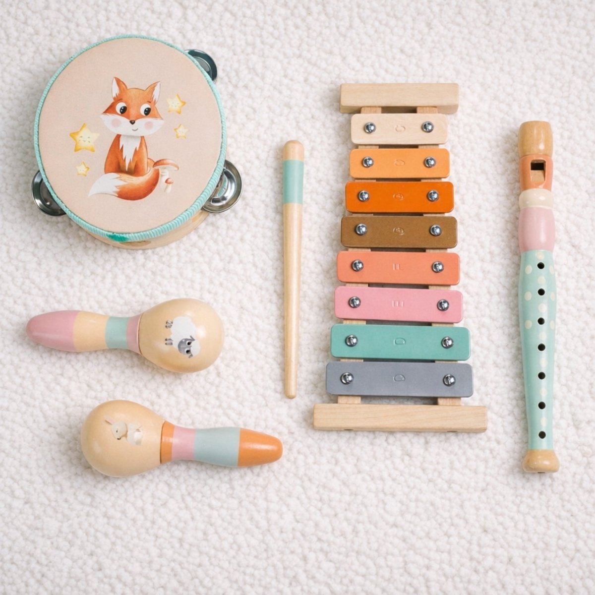 Houten Muziekset Kinderen | 4 Muziekinstrumenten | Muziekspeelgoed Peuter Vanaf 1 Jaar - Baby Doo