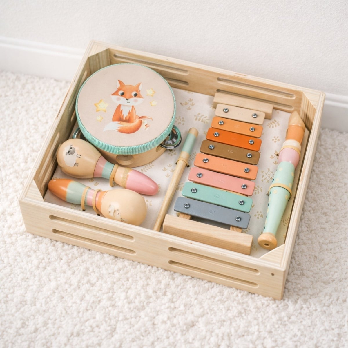 Houten Muziekset Kinderen | 4 Muziekinstrumenten | Muziekspeelgoed Peuter Vanaf 1 Jaar - Baby Doo