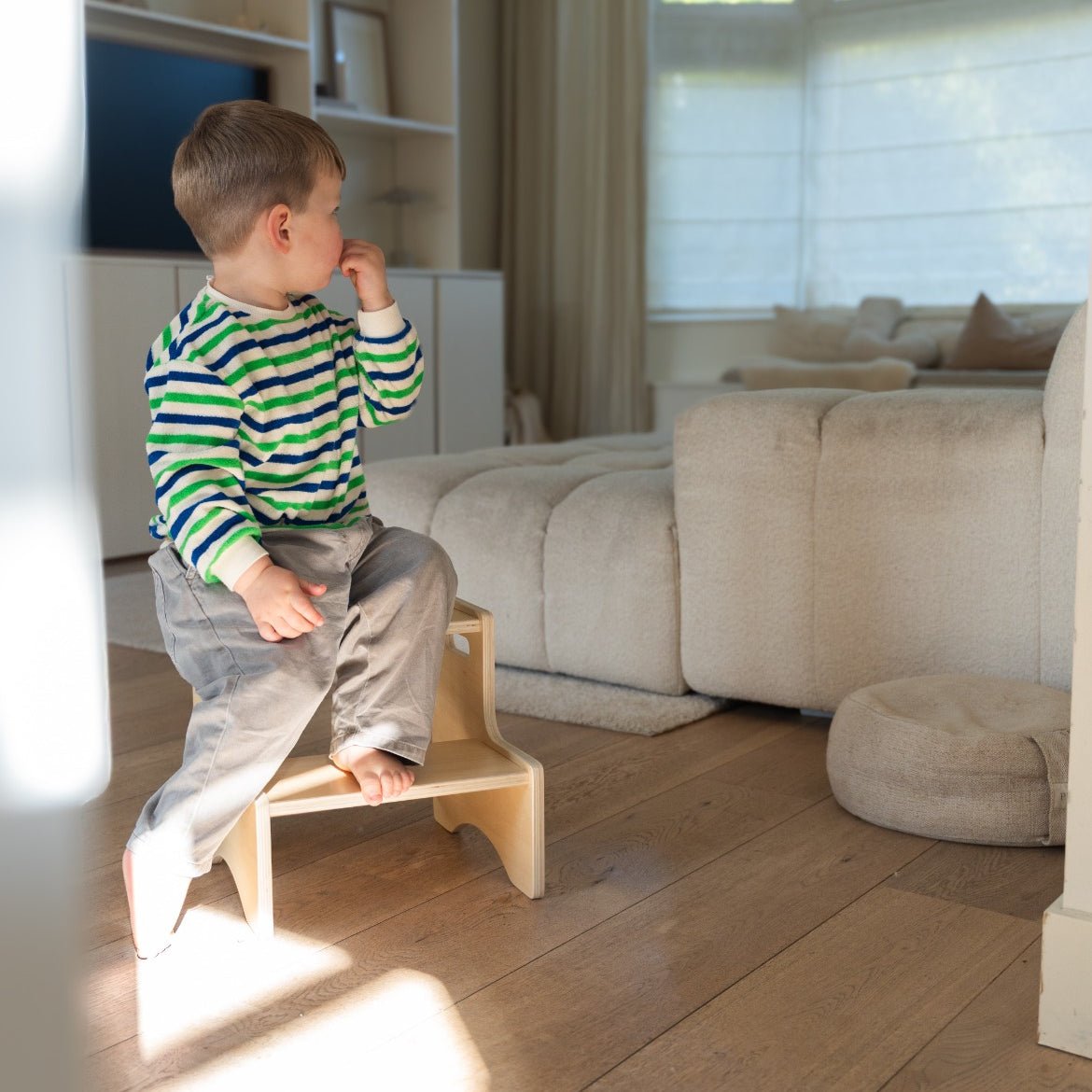 Houten Opstapje Peuter | Kinder Opstapje voor Keuken, Badkamer & WC vanaf 3 Jaar - Baby Doo