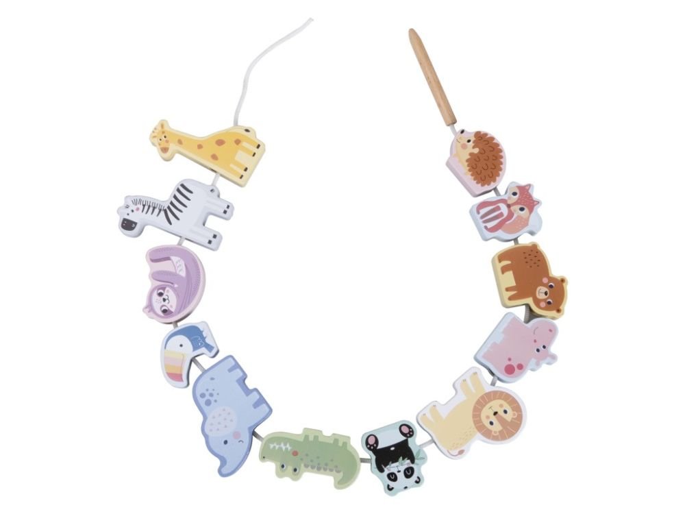 Houten Rijgspel Dieren | Montessori Rijgspeelgoed Peuters - Baby Doo