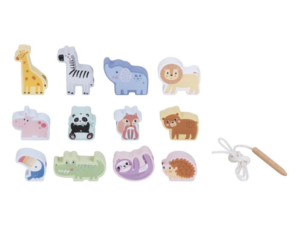 Houten Rijgspel Dieren | Montessori Rijgspeelgoed Peuters - Baby Doo