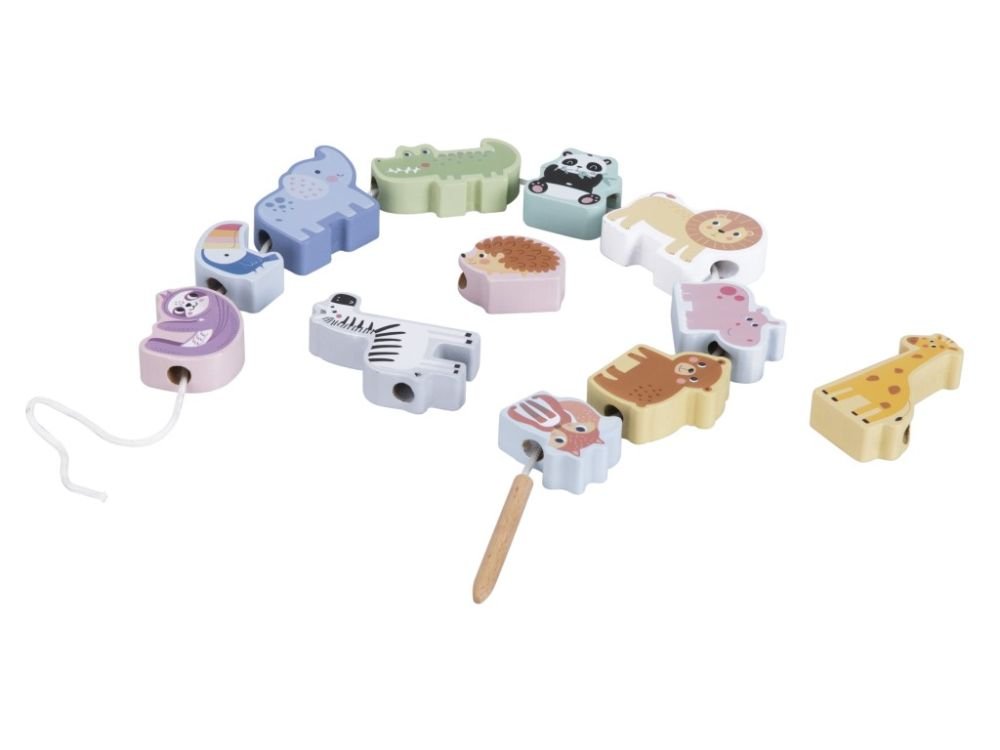 Houten Rijgspel Dieren | Montessori Rijgspeelgoed Peuters - Baby Doo