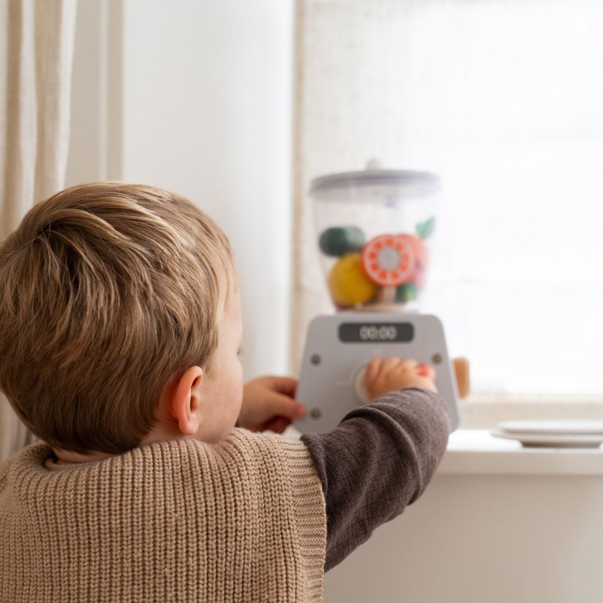 Houten Smoothie Blender Speelset | Met Accessoires & Snijfruit | Montessori Keukenspeelgoed - Baby Doo