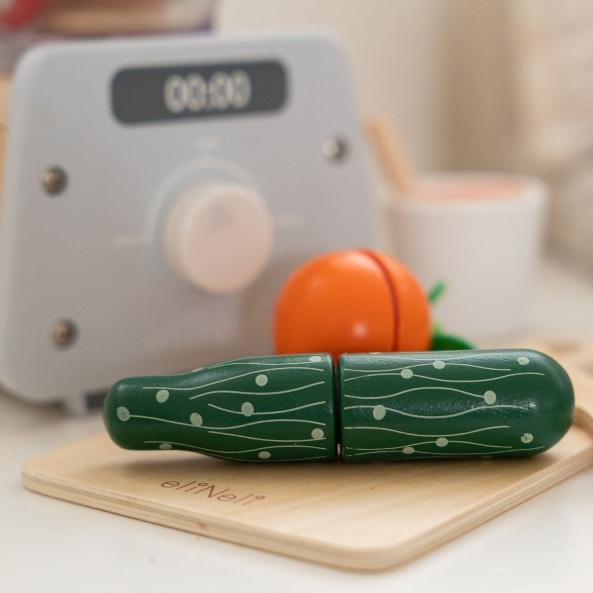 Houten Smoothie Blender Speelset | Met Accessoires & Snijfruit | Montessori Keukenspeelgoed - Baby Doo