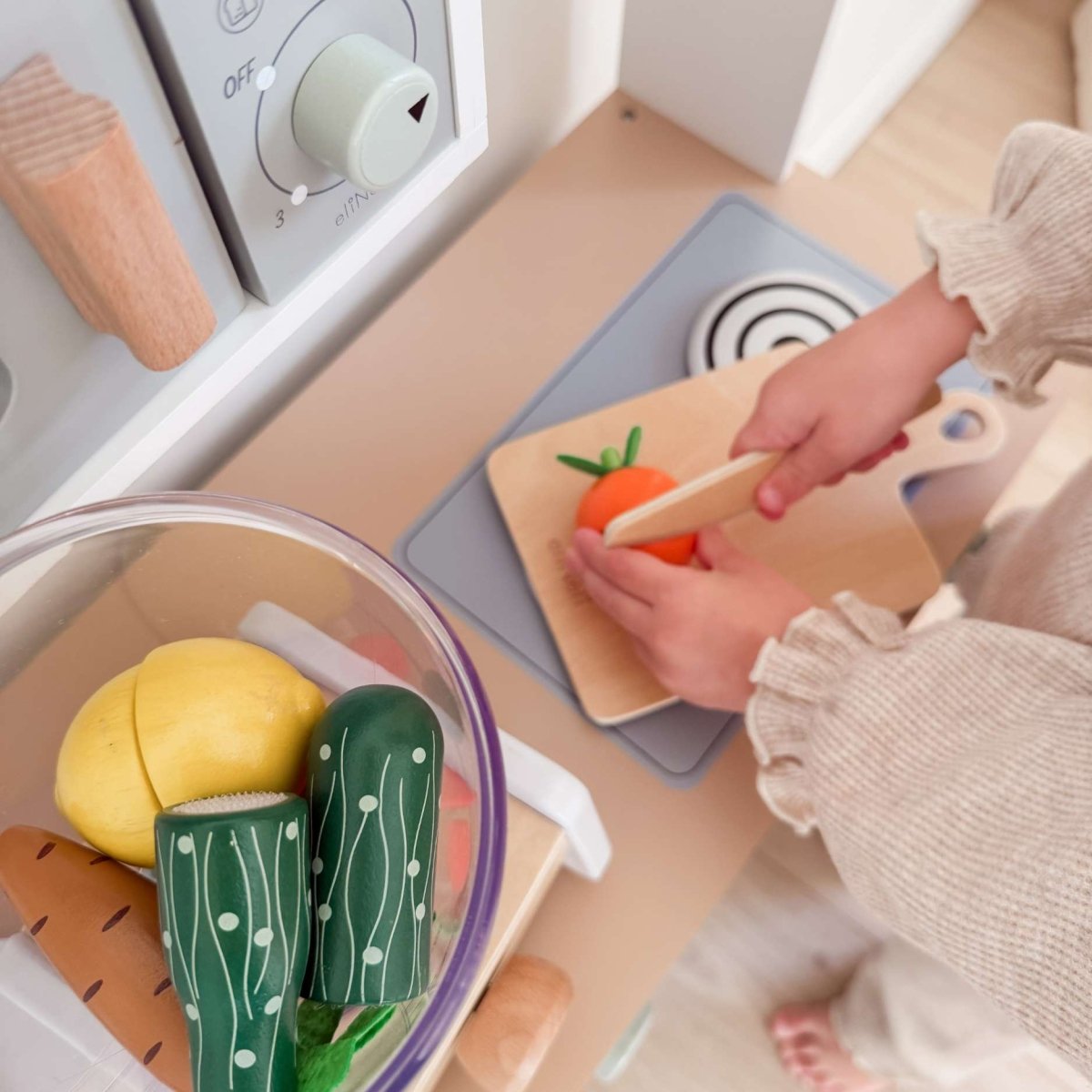 Houten Smoothie Blender Speelset | Met Accessoires & Snijfruit | Montessori Keukenspeelgoed - Baby Doo