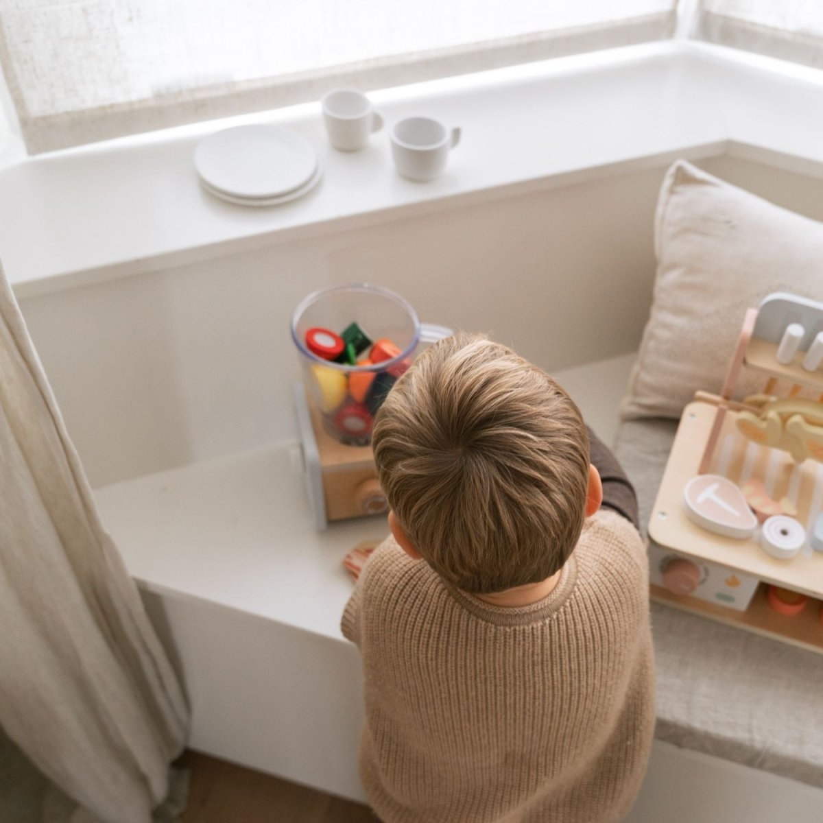 Houten Smoothie Blender Speelset | Met Accessoires & Snijfruit | Montessori Keukenspeelgoed - Baby Doo