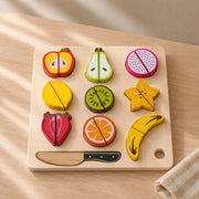 Houten Snijfruit Set met Snijplank & Mes | Speelgoed voor Motoriek - Baby Doo