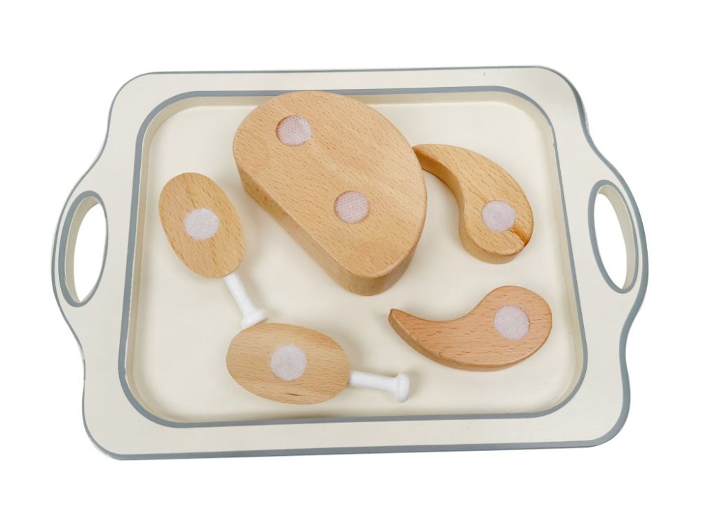 Houten Speelgoed Keuken Accessoires | Diner Set met Kip & Groente - Baby Doo