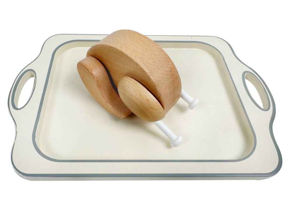 Houten Speelgoed Keuken Accessoires | Diner Set met Kip & Groente - Baby Doo