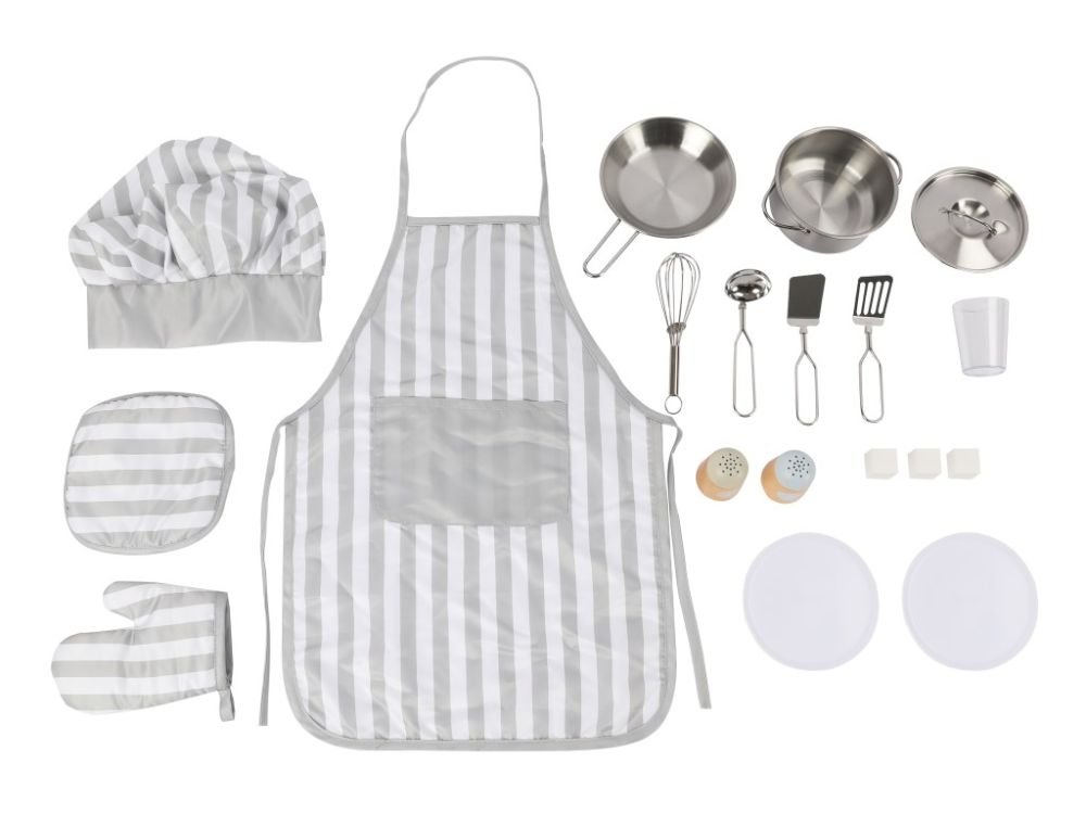 Houten Speelgoed Keuken Accessoires | Kookset met Pannen & Kleding - Baby Doo