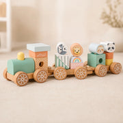 Houten Speelgoed Trein met Blokken en Dieren vanaf 18 Maanden - Baby Doo