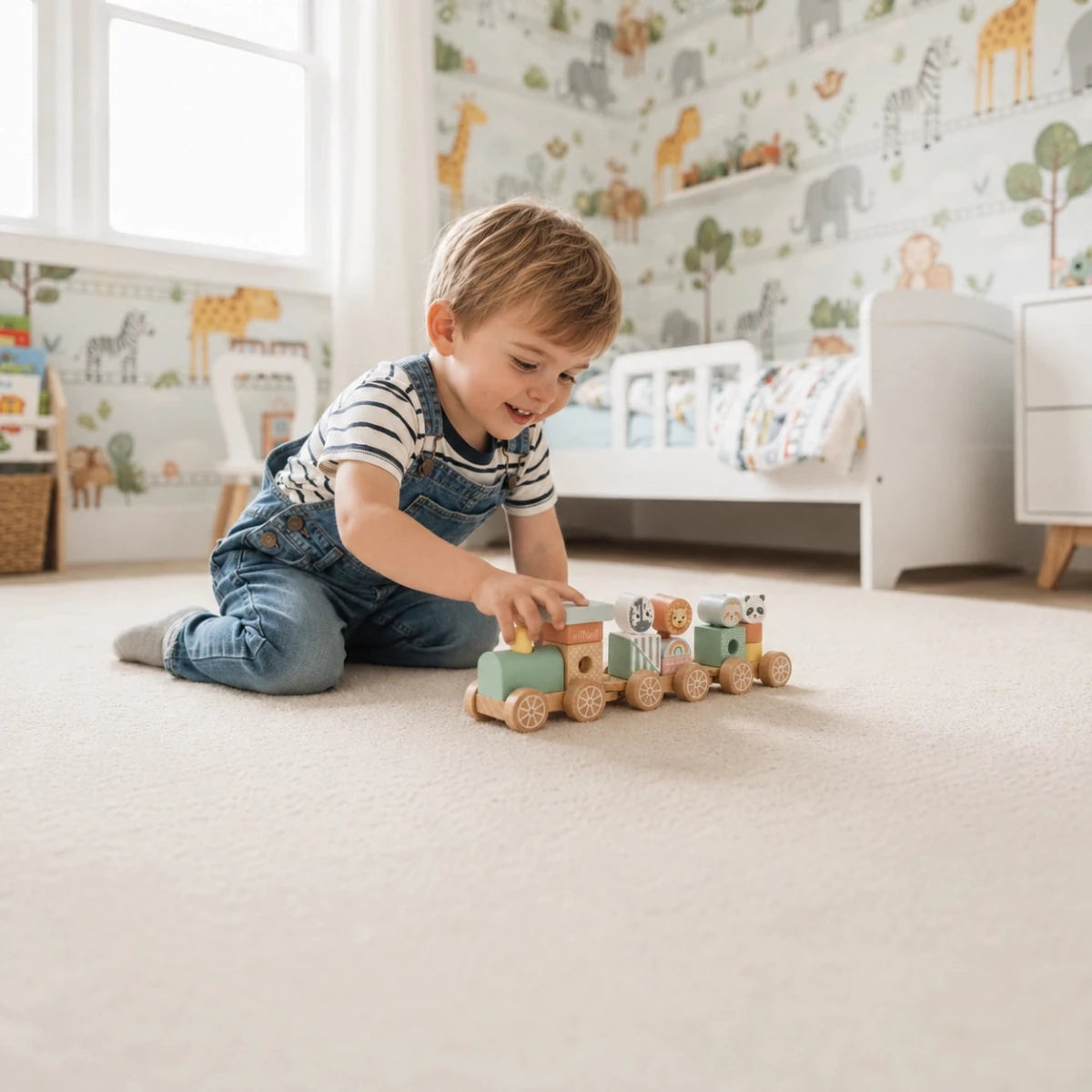 Houten Speelgoed Trein met Blokken en Dieren vanaf 18 Maanden - Baby Doo