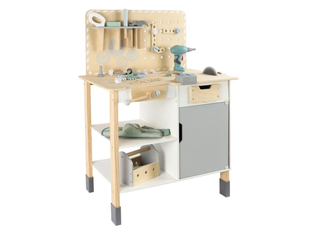 Houten Speelgoed Werkbank | Complete Kinderwerkbank met Gereedschap - Baby Doo