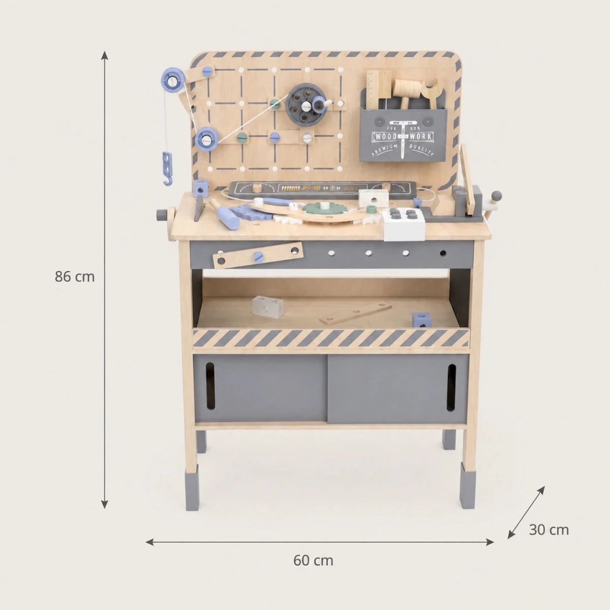 Houten Speelgoed Werkbank XXL met 73 Accessoires | Kinderwerkbank met Speelgoed Gereedschap vanaf 3 Jaar - Baby Doo