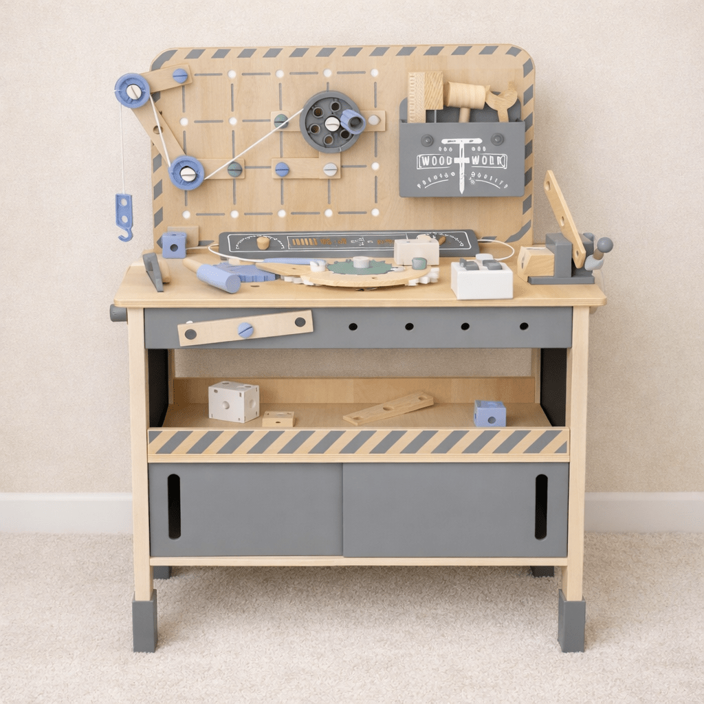 Houten Speelgoed Werkbank XXL met 73 Accessoires | Kinderwerkbank met Speelgoed Gereedschap vanaf 3 Jaar - Baby Doo