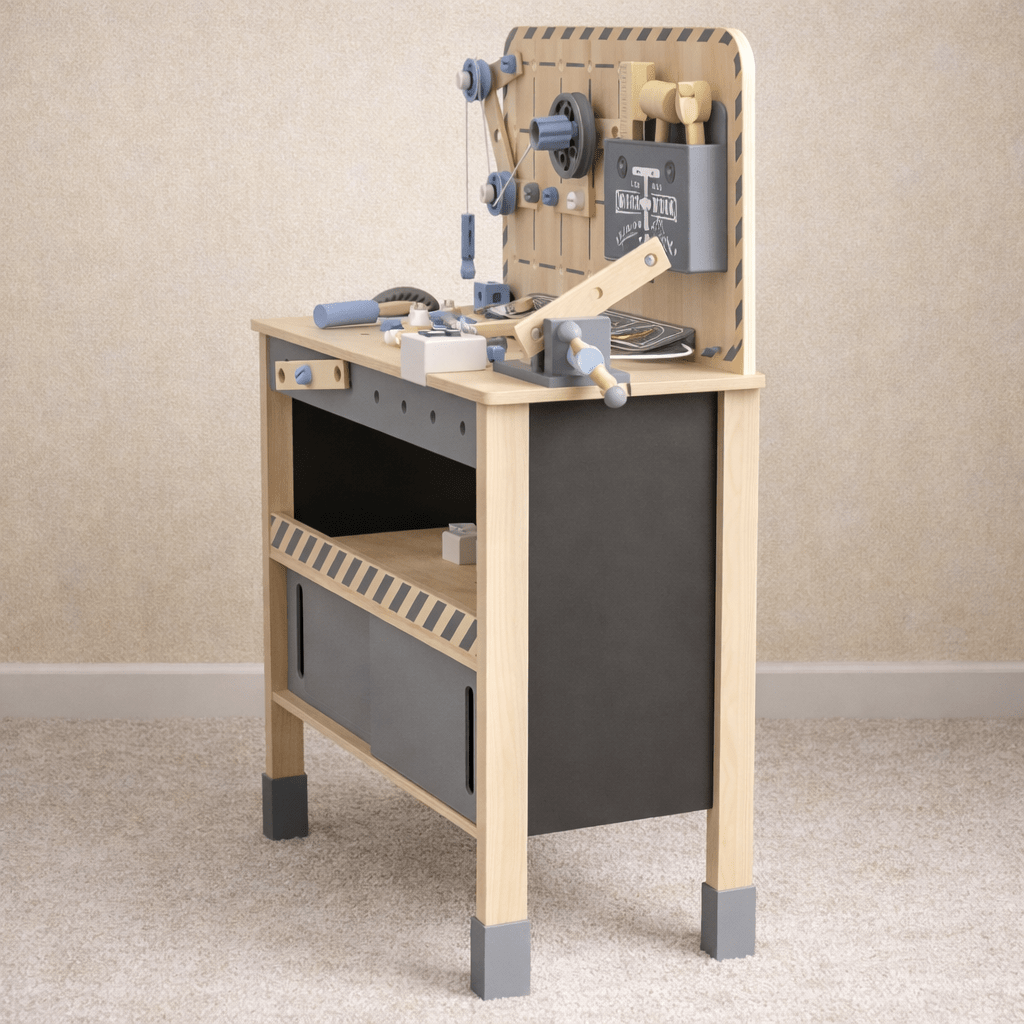 Houten Speelgoed Werkbank XXL met 73 Accessoires | Kinderwerkbank met Speelgoed Gereedschap vanaf 3 Jaar - Baby Doo