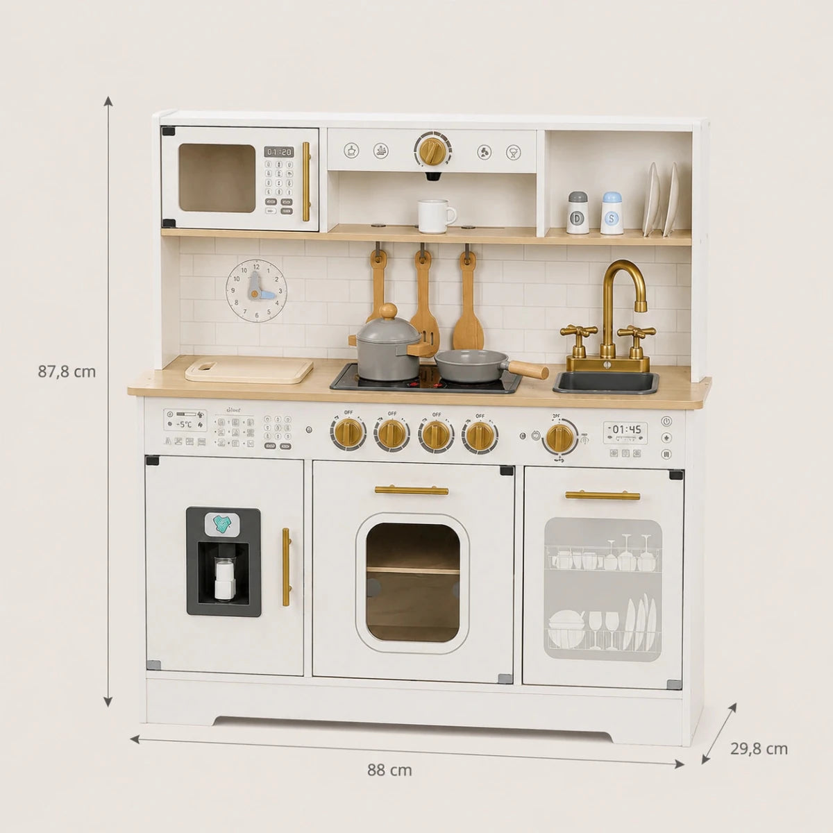 Houten Speelgoedkeuken | Luxe Variant | Inclusief 14 Accessoires - Baby Doo