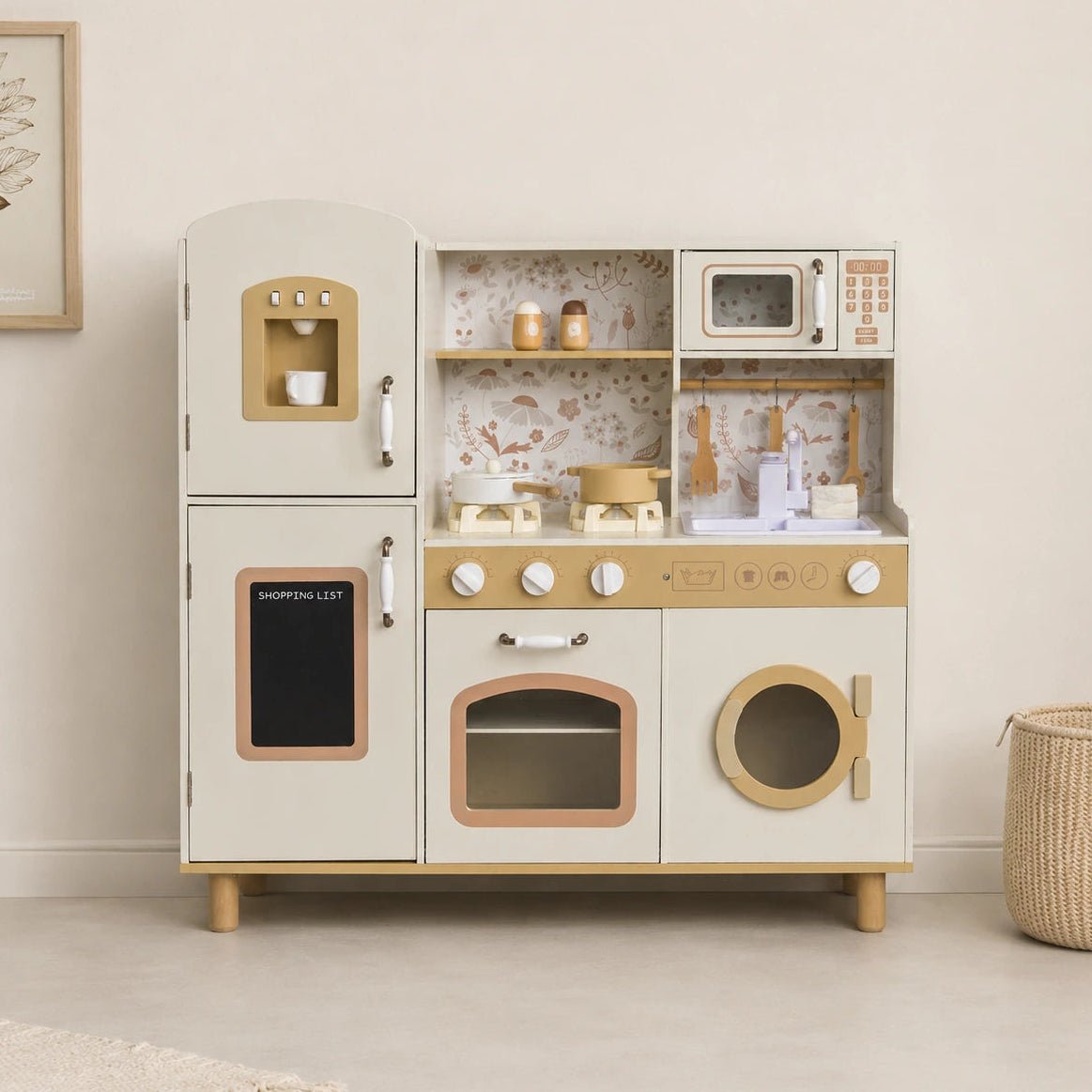 Houten Speelgoedkeuken | Met Geluid, Licht & Accessoires | Uitgebreide Speelkeuken - Baby Doo
